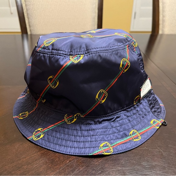 New Gucci Floral Horsebit Logo Colors Bucket Hat Double Sided Size L - Picture 3 of 11